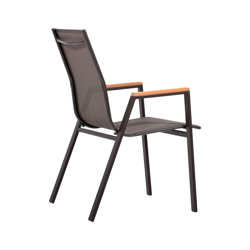 Πολυθρόνα Κήπου Fl5050 Χρώμα Καφέ Με Καφέ-Μαύρο Textilene  61X56X90Εκ Fylliana 