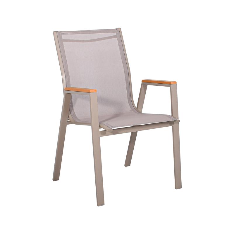 Πολυθρόνα Κήπου Fl5050 Χρώμα Μπεζ Με Γκρι Textilene 61X56X90Εκ Fylliana 