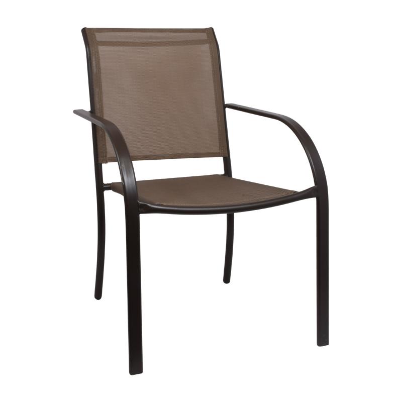 Καρέκλα με Μπράτσα Μεταλλική με Καφέ Textiline 65x55.5x86.5εκ