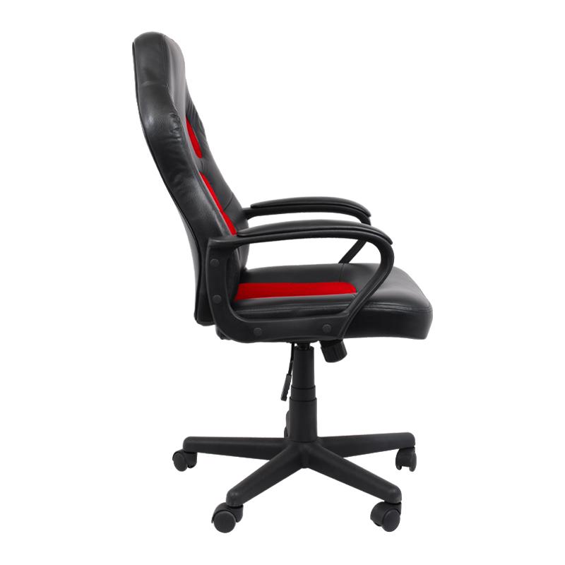 Καρέκλα Γραφείου 3003 Κόκκινο Ύφασμα Μαύρο Τεχνοδερμα 67,5x63,5x115Εκ Fylliana