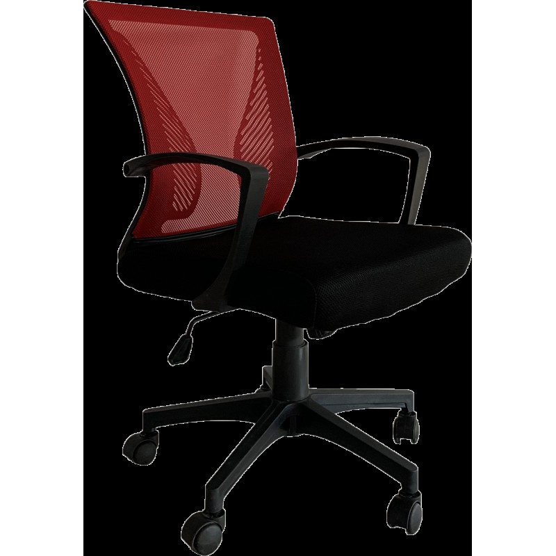 Καρέκλα Γραφείου W-05 Κόκκινη Πλάτη-Μαύρο Κάθισμα 57x65x91εκ