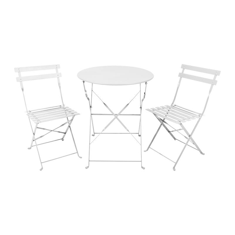 Σετ Μεταλλικό Τραπέζι Κήπου Με 2 Καρέκλες Fylliana Rollin Λευκό Χρώμα 60x70Εκ