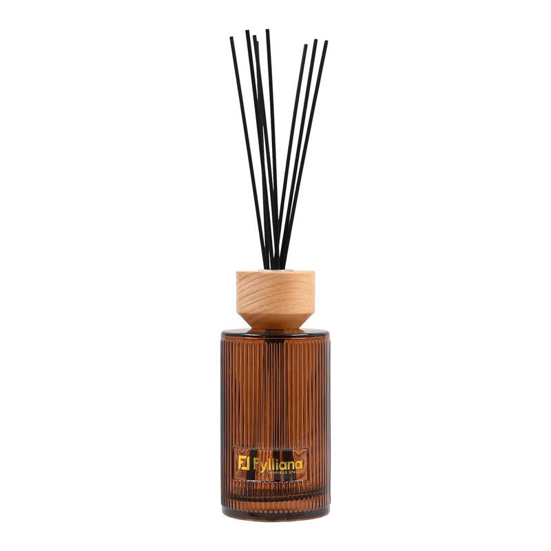 Αρωματικό Χώρου Sandalwood Γυάλινο Μπουκαλάκι Sticks Fylliana Fl25241 Συσκευασία Δώρου Καφέ Χρώμα 500ml
