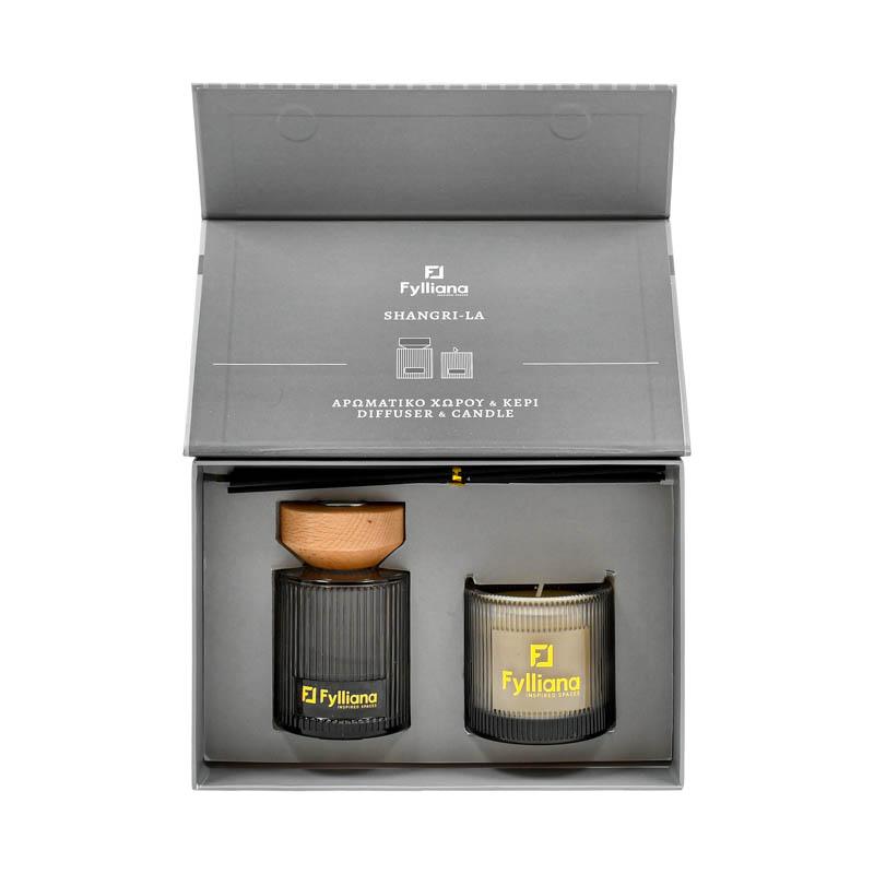 Αρωματικό Σετ Δώρου "shangri-la" Fylliana Fl25161 Διαχύτης 150ml + Κερί 150g