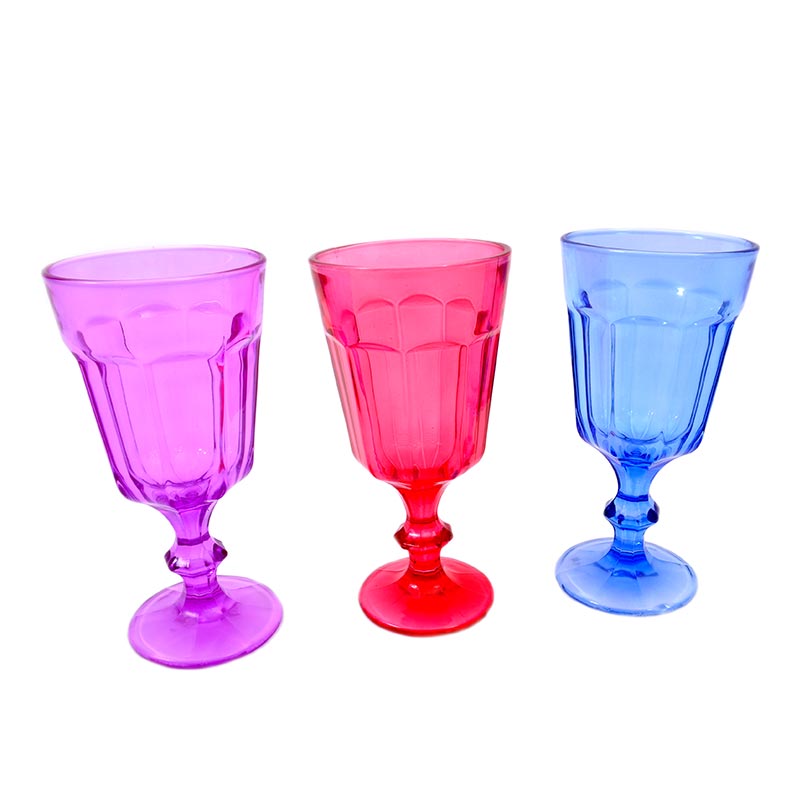 Σετ 3 ποτήρια νερού με πόδι 8 οz διάφορα χρώματα 6201-3