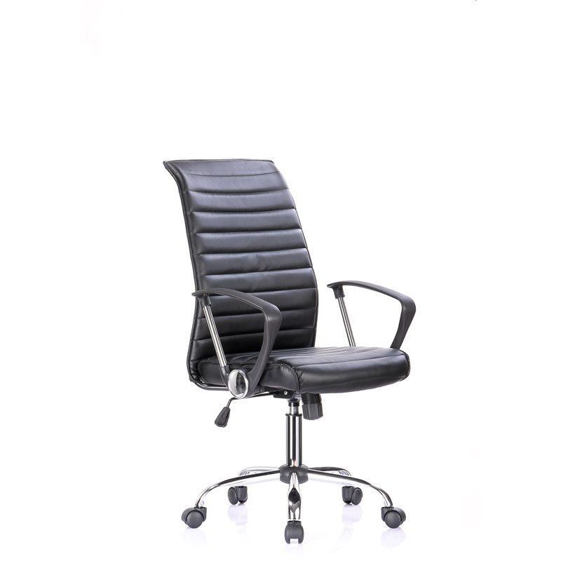 Καρέκλα Γραφείου Με Μπράτσα Mαύρη Δερματίνη 57x59.5x113/123Εκ