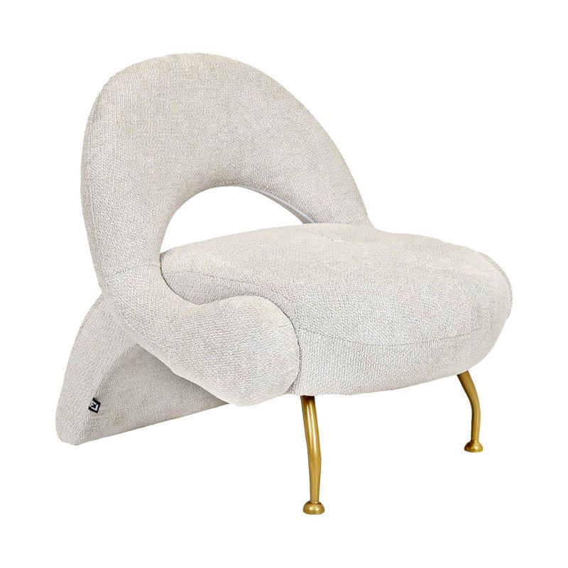Πολυθρόνα Fl6654 Off White Χρώμα Χρυσό Μεταλλικό Πόδι 80X86X81Εκ Fylliana