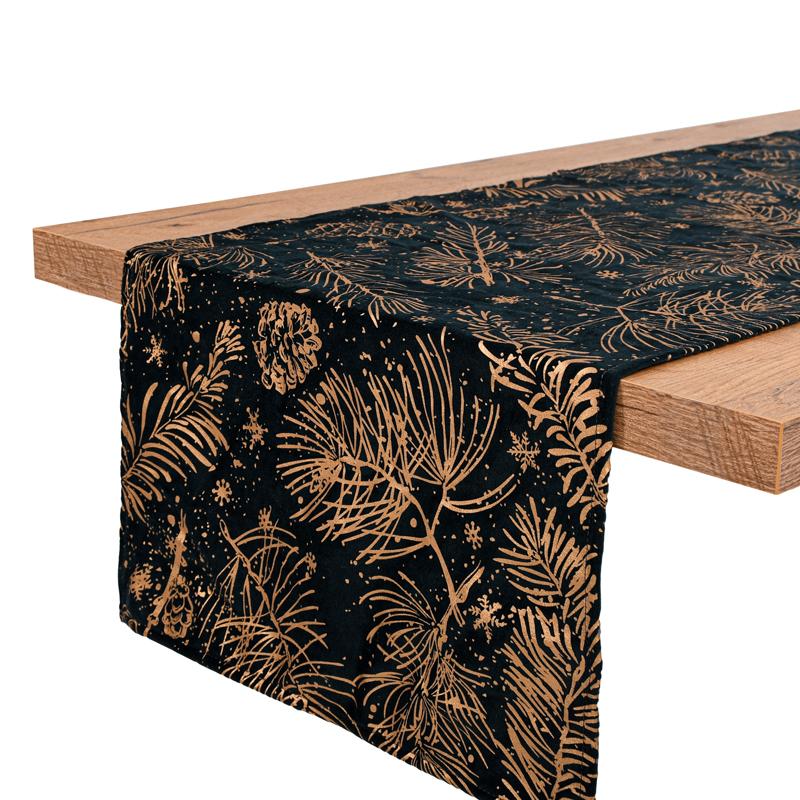 Διακοσμητική Χριστουγεννιάτικη Τραβέρσα Fl286 Μπλε Με Χρυσό 40X140Εκ Fylliana 