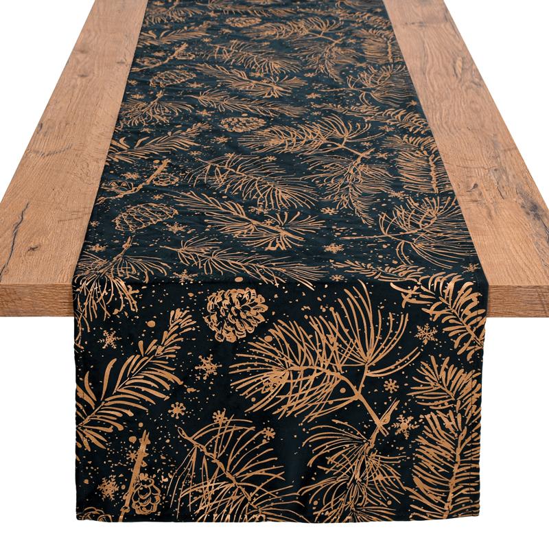 Διακοσμητική Χριστουγεννιάτικη Τραβέρσα Fl286 Μπλε Με Χρυσό 40X140Εκ Fylliana 