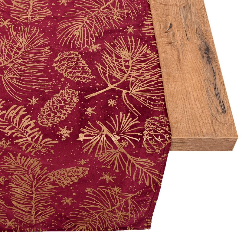 Διακοσμητική Χριστουγεννιάτικη Τραβέρσα Fl286 Κόκκινο Με Χρυσό 40X140Εκ Fylliana