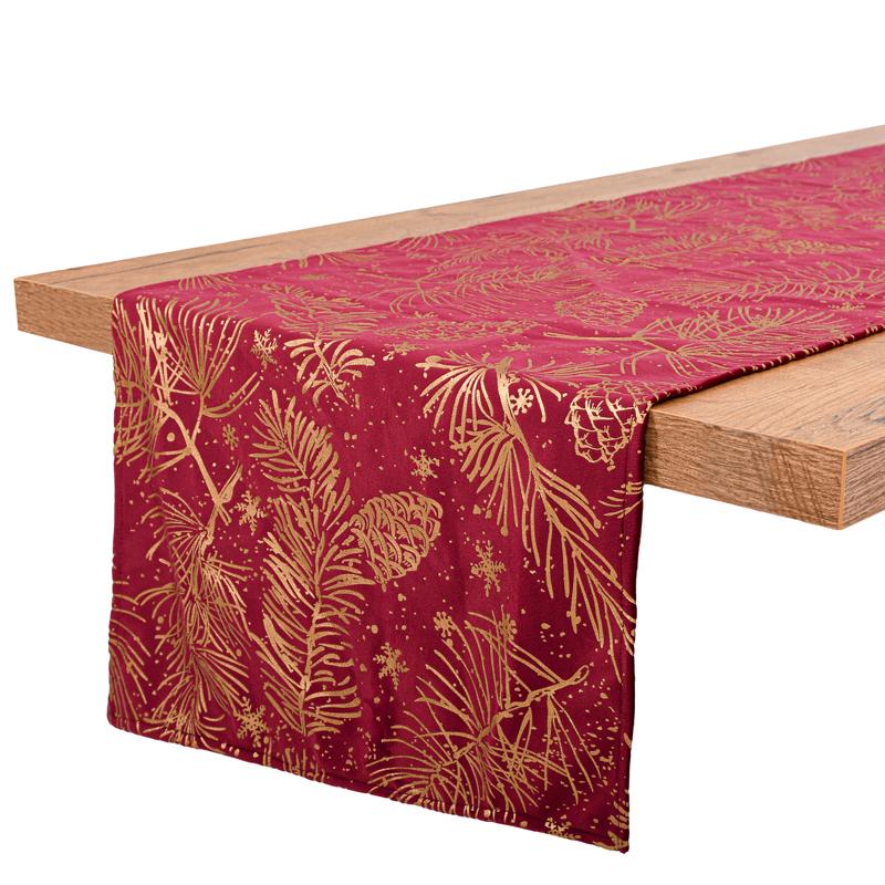 Διακοσμητική Χριστουγεννιάτικη Τραβέρσα Fl286 Κόκκινο Με Χρυσό 40X140Εκ Fylliana