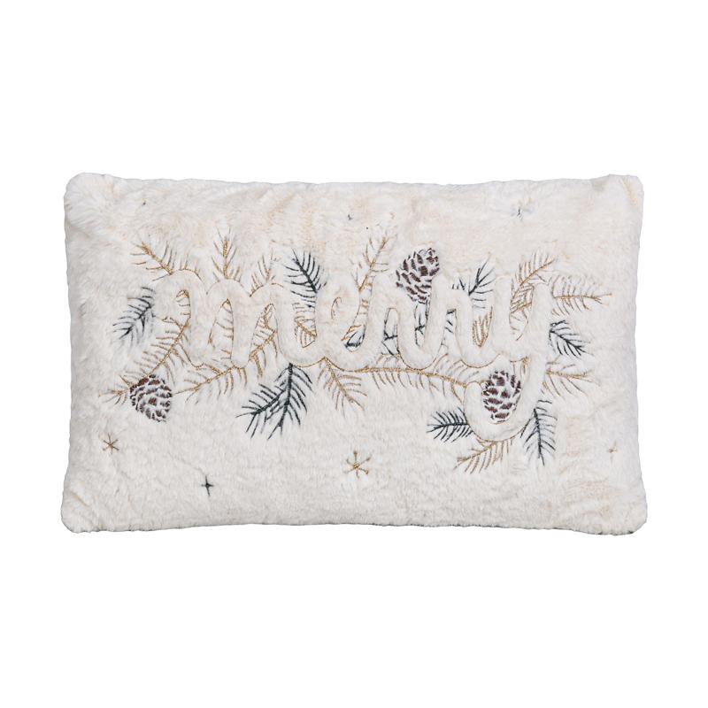 Διακοσμητικό Χριστουγεννιάτικο Μαξιλάρι Fl006 Λευκό-Μπεζ 30X50X5Εκ Fylliana