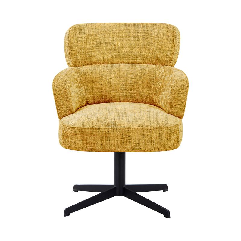 Περιστρεφόμενη Πολυθρόνα Fl096 Μουσταρδί Ύφασμα Με Μαύρη Μεταλλική Βάση 70X74X89Εκ Fylliana 