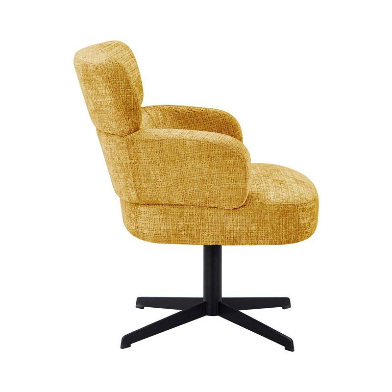 Περιστρεφόμενη Πολυθρόνα Fl096 Μουσταρδί Ύφασμα Με Μαύρη Μεταλλική Βάση 70X74X89Εκ Fylliana 