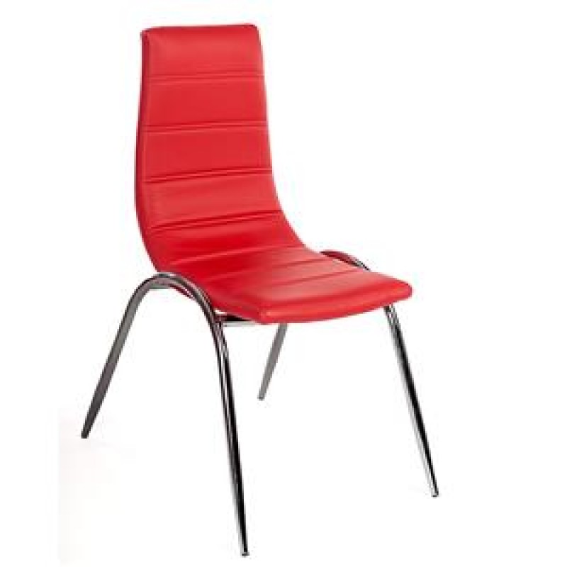 Καρέκλα Υ-72 Δερματίνη Κόκκινη Με Χρώμιο Πόδια 44x61.5x90εκ