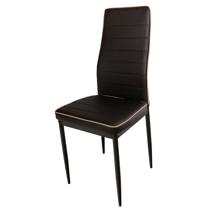 Καρέκλα C-001 Καφέ Με Μπεζ Ρίγα Δερμάτινη 42x43x97εκ 