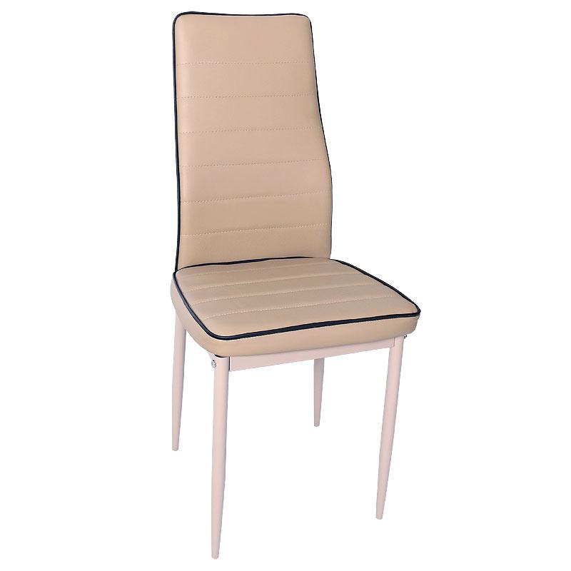 Καρέκλα C-001 Δερματίνη Μπεζ Με Καφέ Ρίγα 42x43x97εκ ΦΦ5