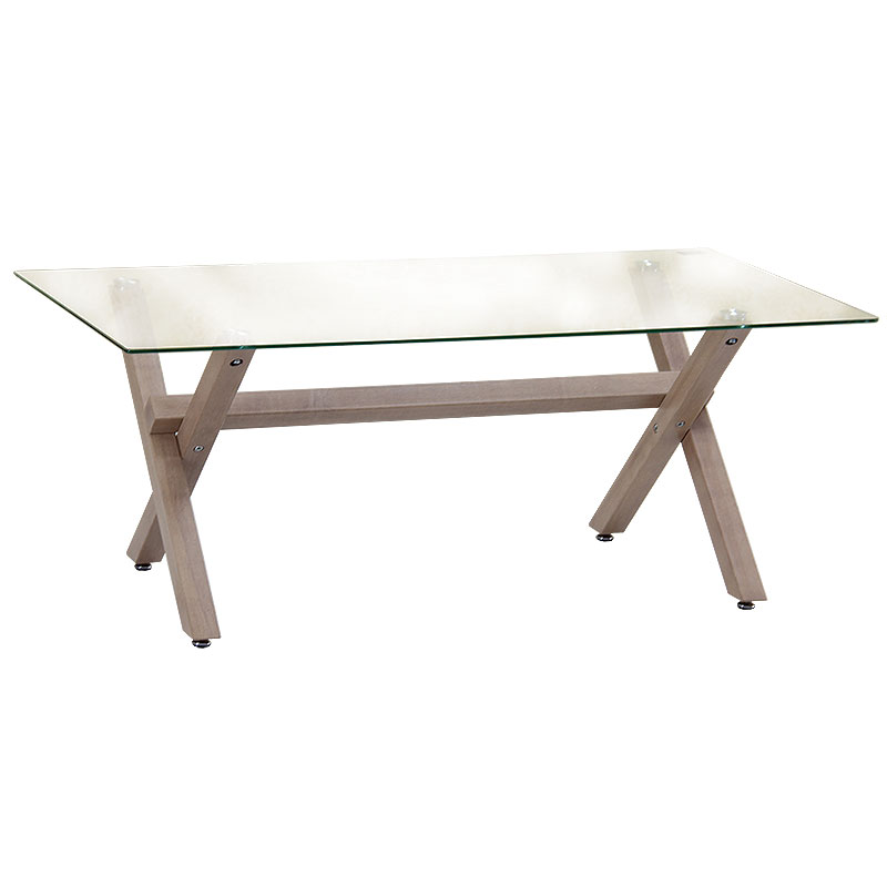 Τραπέζι Σαλονιού Γυάλινο Β236 Με Χιαστή Πόδια Sonoma 110x60x45Εκ