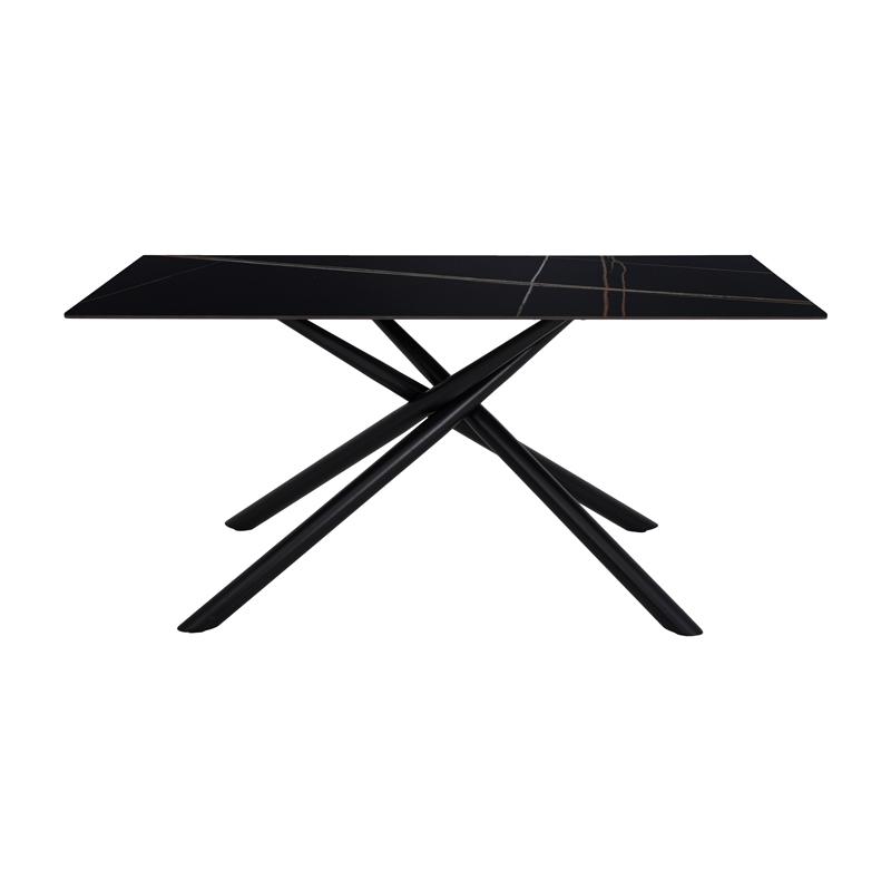 Τραπεζι Τραπεζαριας Fylliana Fl1603 Κεραμικη Επιφανεια Με Μεταλλικα Ποδια Μαυρο Χρωμα 160X80X76Εκ