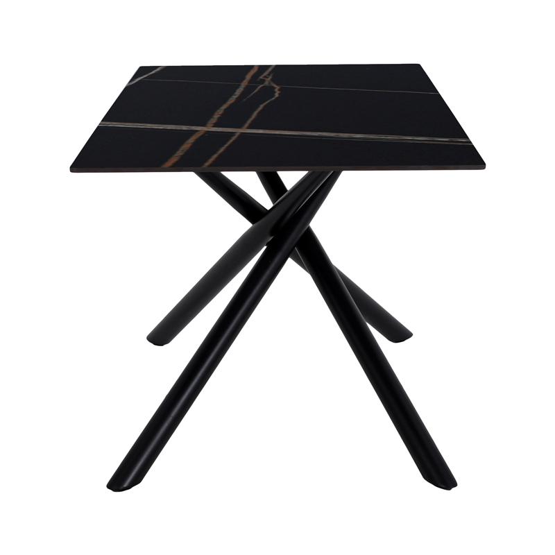 Τραπεζι Τραπεζαριας Fylliana Fl1603 Κεραμικη Επιφανεια Με Μεταλλικα Ποδια Μαυρο Χρωμα 160X80X76Εκ