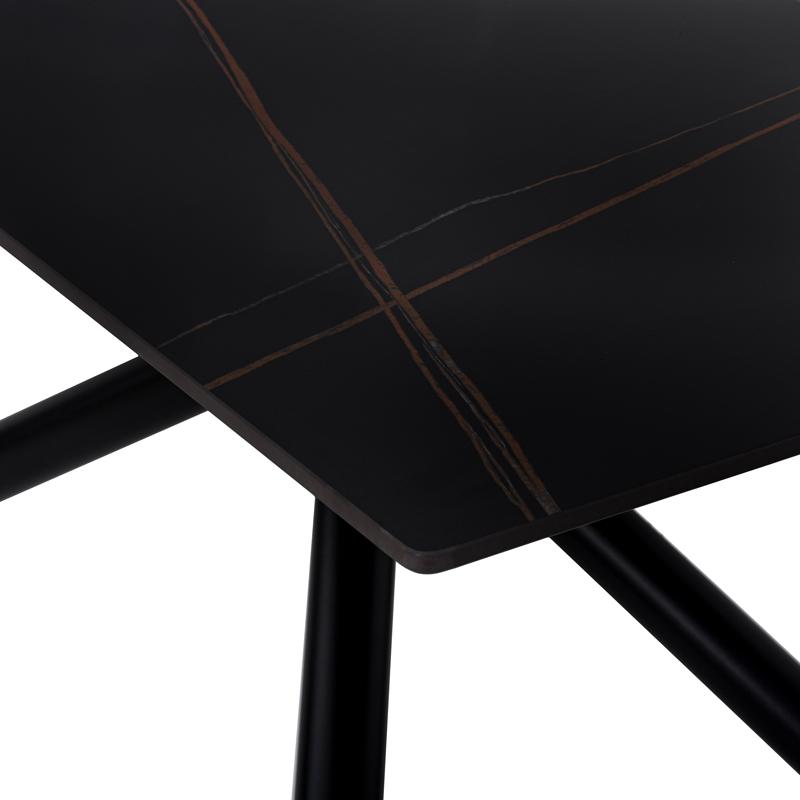 Τραπεζι Τραπεζαριας Fylliana Fl1603 Κεραμικη Επιφανεια Με Μεταλλικα Ποδια Μαυρο Χρωμα 160X80X76Εκ