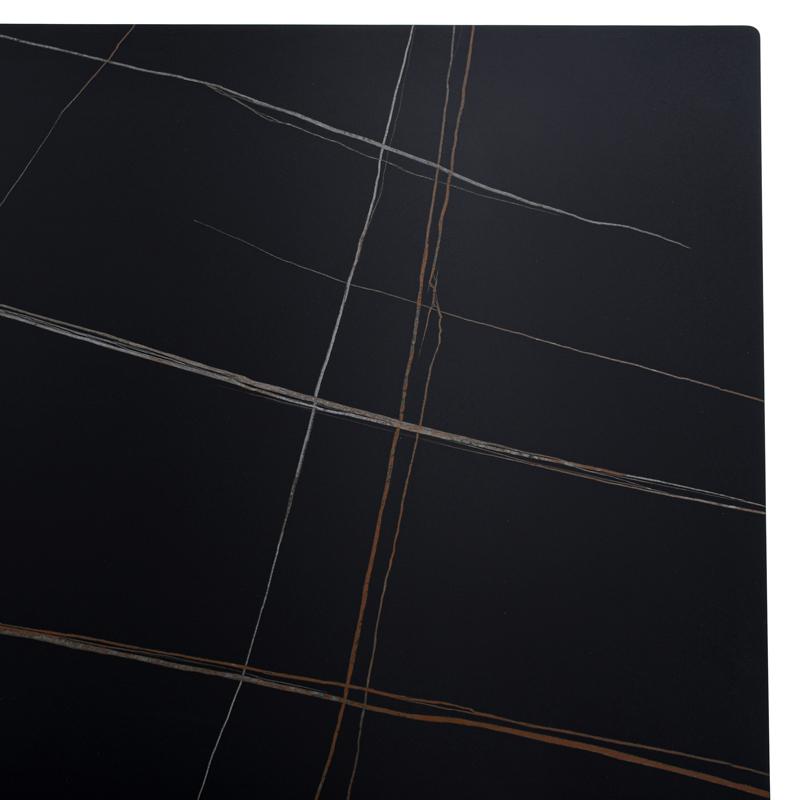 Τραπεζι Τραπεζαριας Fylliana Fl1603 Κεραμικη Επιφανεια Με Μεταλλικα Ποδια Μαυρο Χρωμα 160X80X76Εκ