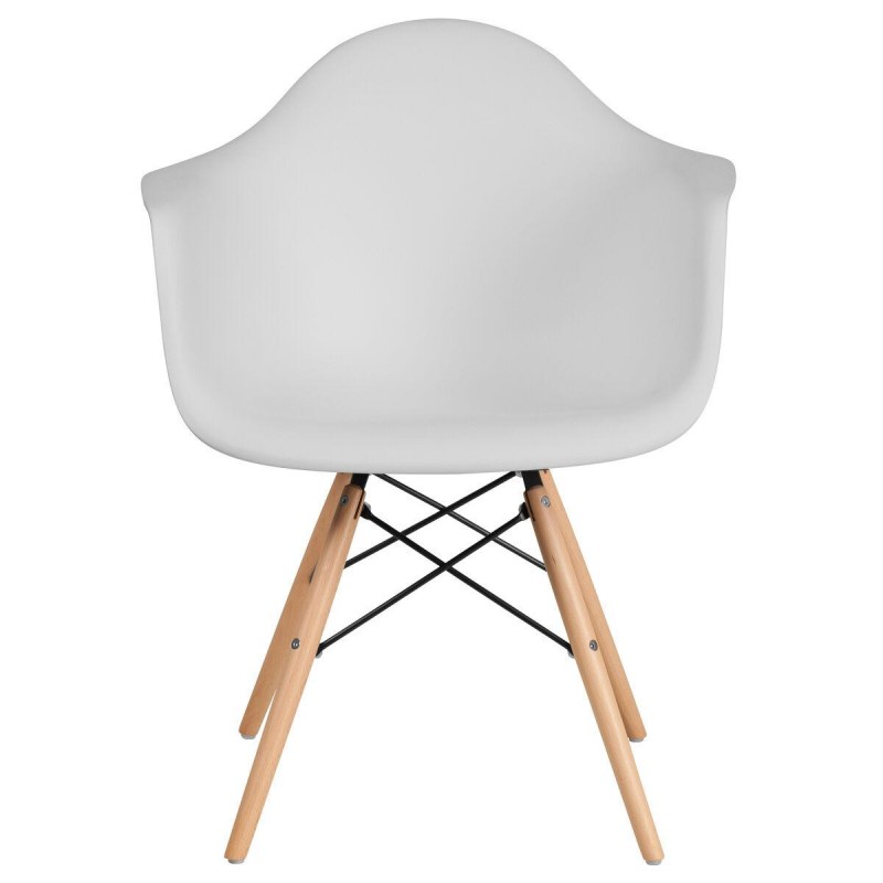 Καρέκλα Casual Λευκό Κάθισμα με Φυσικά Πόδια 65x64x79εκ
