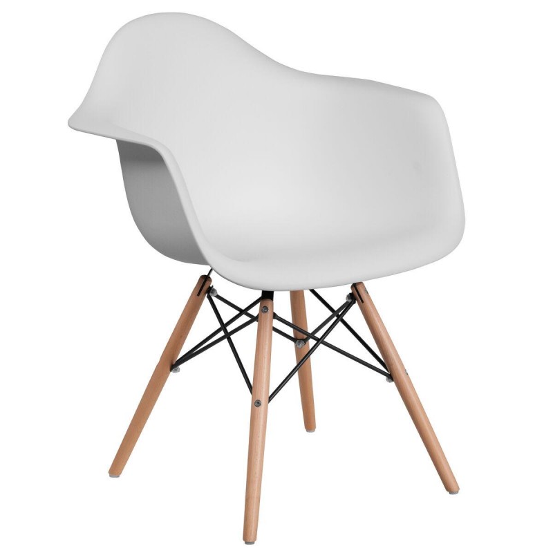 Καρέκλα Casual Λευκό Κάθισμα με Φυσικά Πόδια 65x64x79εκ