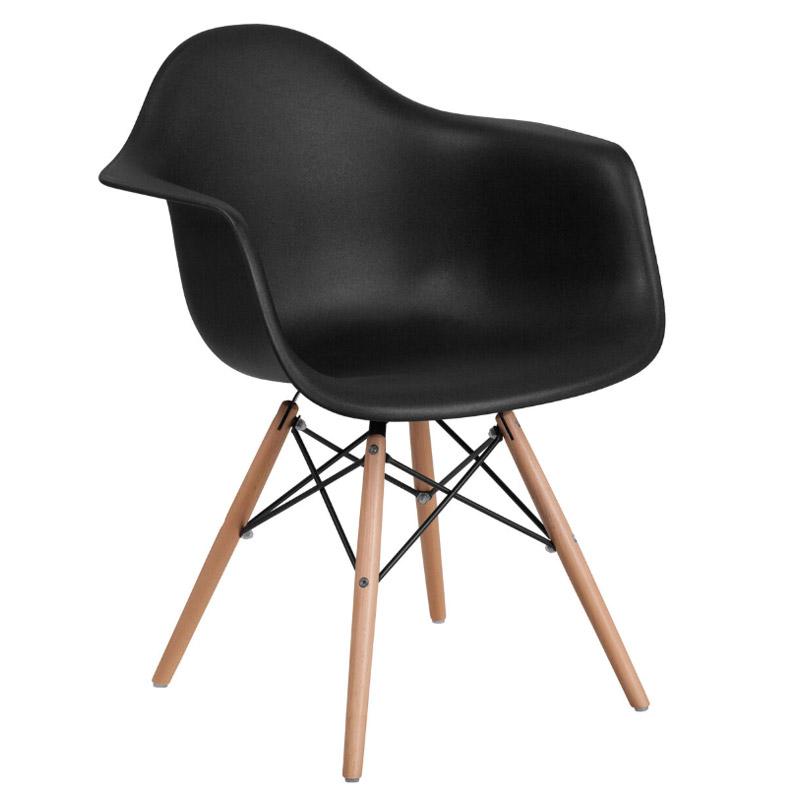 Καρέκλα Casual Μαύρο Κάθισμα με Φυσικά Πόδια 65x64x79εκ