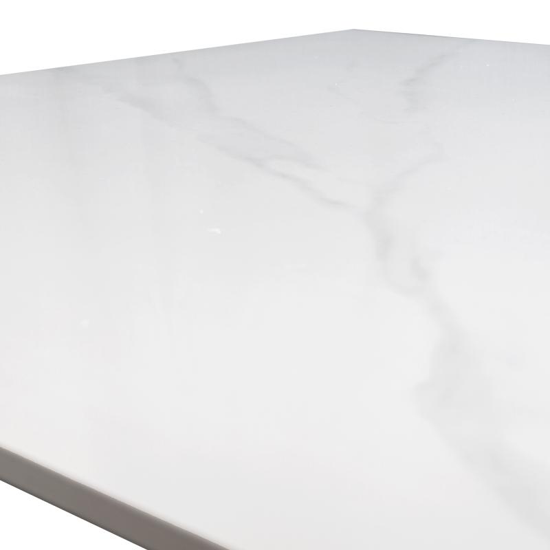 Τραπεζάκι Σαλονιού Fylliana Stone Με Λευκή Κεραμική Επιφάνεια Και Μαύρα Μεταλλικά Πόδια 120x60x46Εκ
