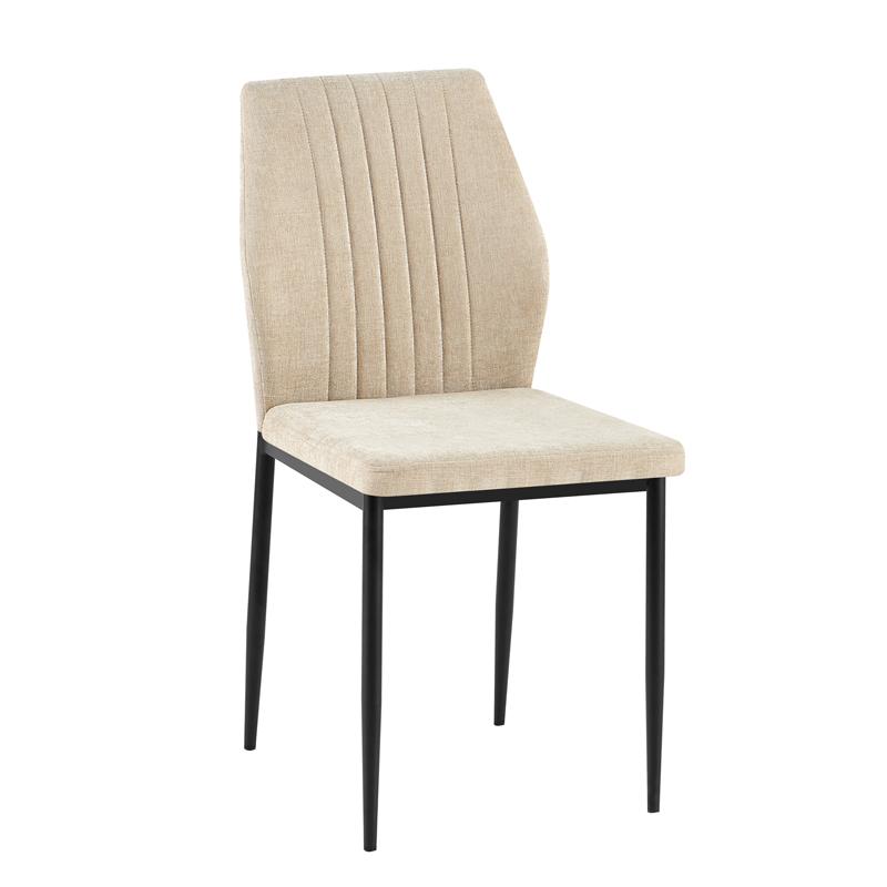 Καρέκλα Τραπεζαρίας Fl25410 Μπεζ Χρώμα Ύφασμα Με Μαύρα Μεταλλικά Πόδια 42X58X87 εκ Fylliana