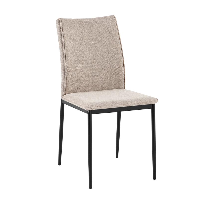 Καρέκλα Τραπεζαρίας Fl25414 Μπεζ - Καφέ Χρώμα Ύφασμα Με Μαύρα Μεταλλικά Πόδια 44x60x86Εκ Fylliana 