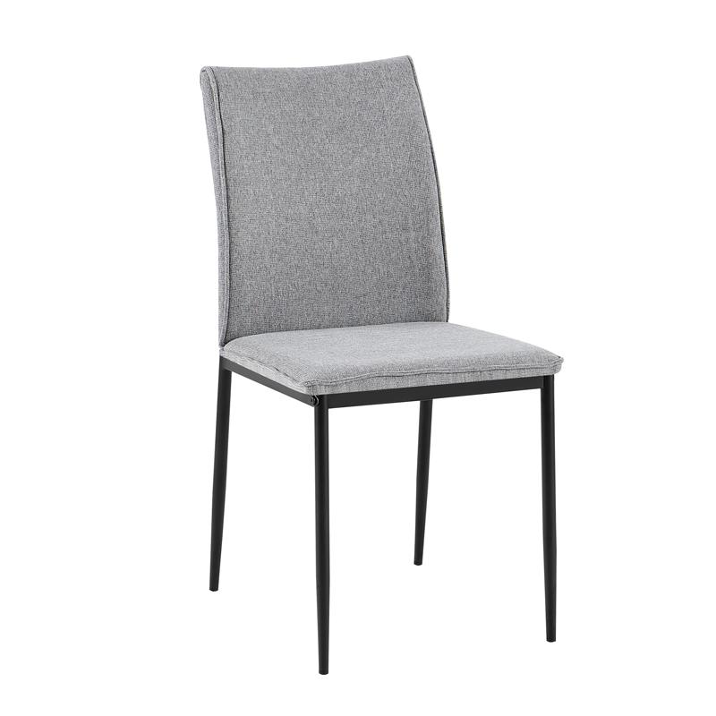 Καρέκλα Τραπεζαρίας Fl25414 Γκρι Ανοιχτό Χρώμα Ύφασμα Με Μαύρα Μεταλλικά Πόδια 44x60x86Εκ Fylliana 