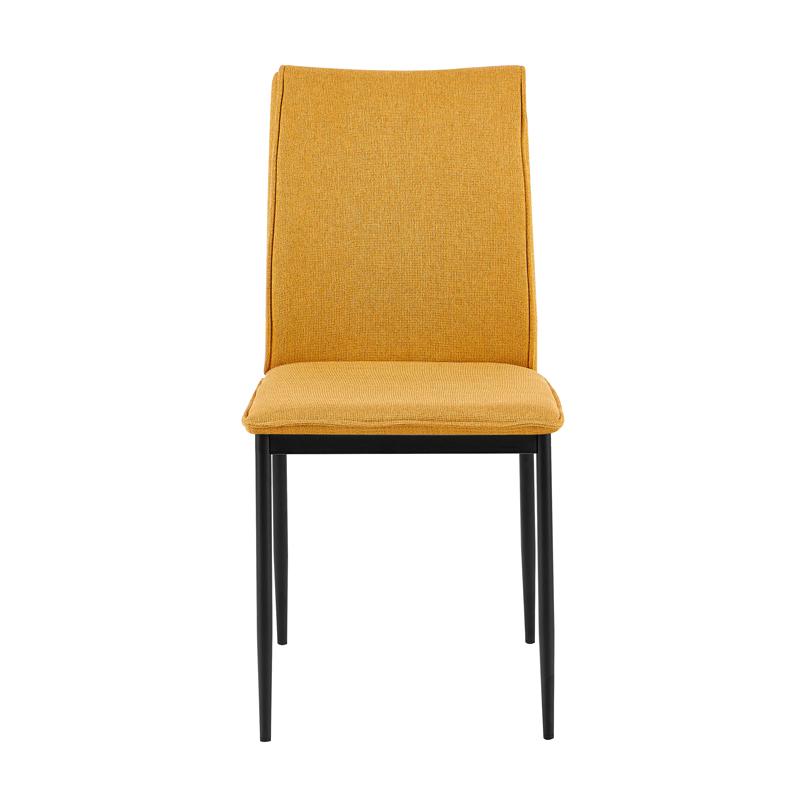 Καρέκλα Τραπεζαρίας Fl25414 Μουσταρδί Χρώμα Ύφασμα Με Μαύρα Μεταλλικά Πόδια 44x60x86Εκ Fylliana 