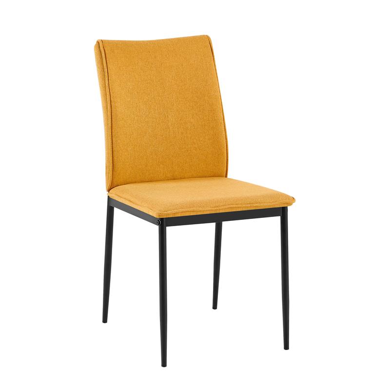 Καρέκλα Τραπεζαρίας Fl25414 Μουσταρδί Χρώμα Ύφασμα Με Μαύρα Μεταλλικά Πόδια 44x60x86Εκ Fylliana 