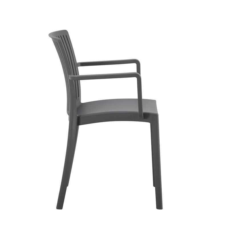 Καρέκλα Κήπου Από Πολυπροπυλένιο "Emma" Με UV Προστασία Σκούρο Γκρι Χρώμα 55x56x82 εκ Fylliana