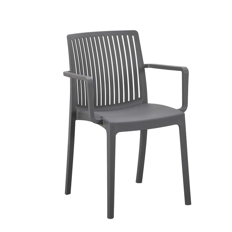 Καρέκλα Κήπου Από Πολυπροπυλένιο "Emma" Με UV Προστασία Σκούρο Γκρι Χρώμα 55x56x82 εκ Fylliana