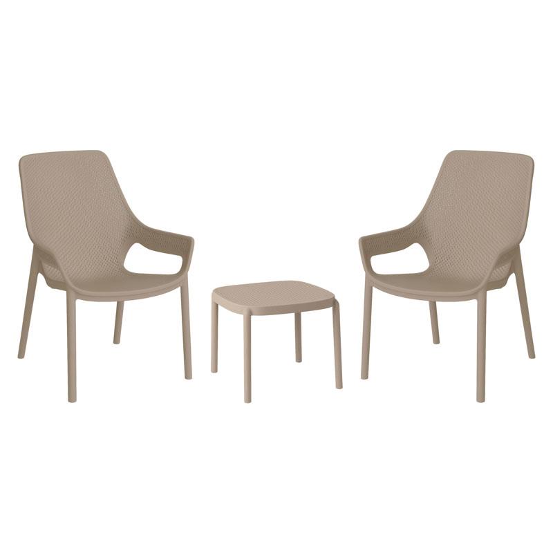Σετ 2 Καρέκλες Κήπου Και Τραπεζάκι “Selavia” Με Uv Προστασία Taupe Χρώμα Fylliana 