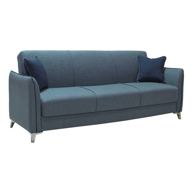Καναπές Κρεβάτι Τριθέσιος Torino Μπλε Με Αποθηκευτικό Χώρο 220x85x90 Fylliana
