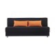 Καναπές 3 Θέσεων New Leon Κρεβάτι Μαύρο Πορτοκαλί Ρίγα 53/47 190x85x83Εκ Fylliana