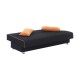 Καναπές 3 Θέσεων New Leon Κρεβάτι Μαύρο Πορτοκαλί Ρίγα 53/47 190x85x83Εκ Fylliana