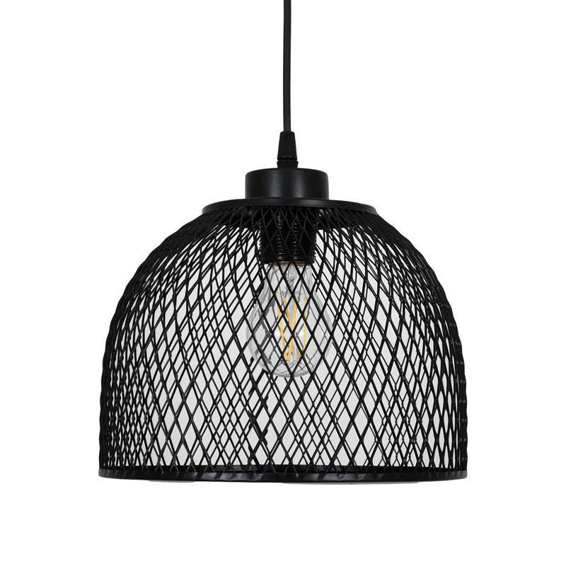 Μονόφωτο Μεταλλικό Φωτιστικό Οροφής Με Καπέλο Πλέγμα Μαύρο Χρώμα 25X18Εκ Ε27 Fylliana 