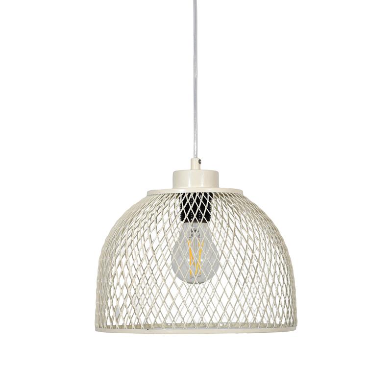 Μονόφωτο Μεταλλικό Φωτιστικό Οροφής Με Καπέλο Πλέγμα Κρεμ Χρώμα 25X18Εκ Ε27 Fylliana