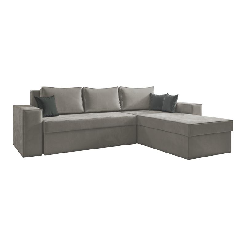 Καναπές/Κρεβάτι Γωνία Motion Taupe Με Γκρι Μαξιλάρια 250x180x79Εκ Fylliana 