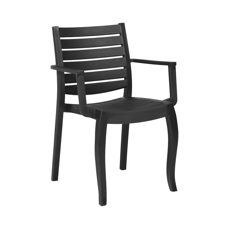 Καρέκλα Εξοχής Με Μπράτσα Ανθρακί Zeus Wood 57x52x84εκ