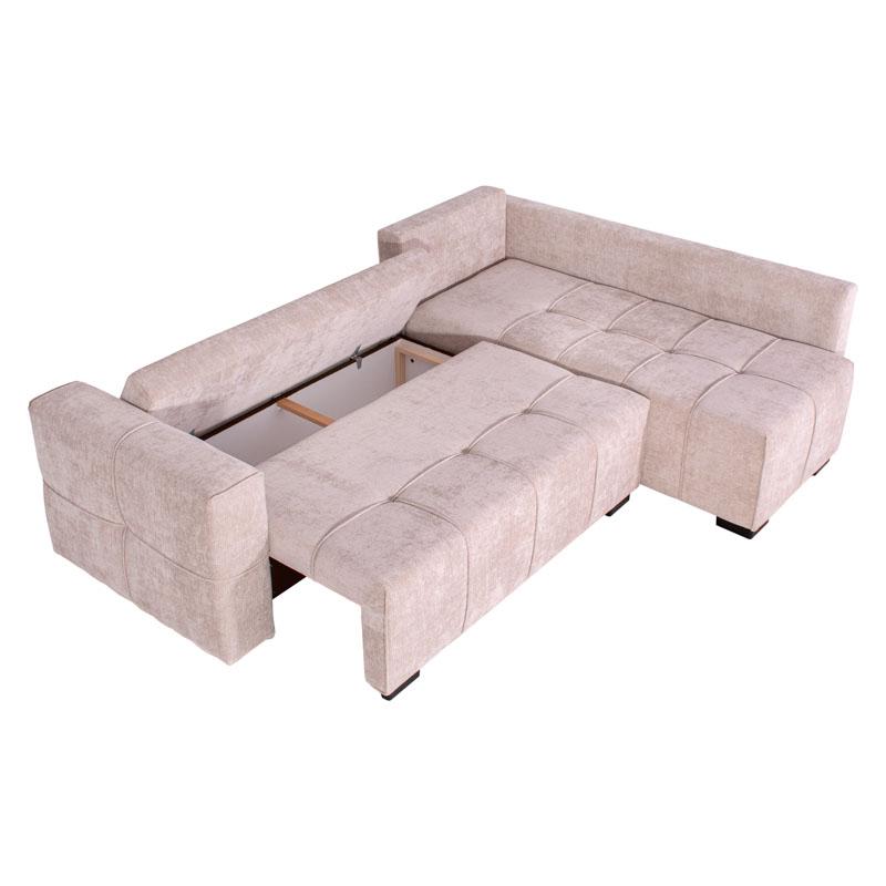 Καναπές Γωνία Space Μπεζ-Καφέ Χρωμα 245X175X88Εκ Fylliana 