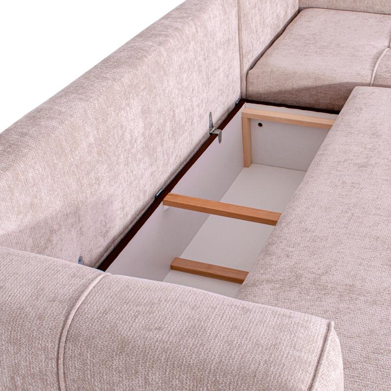 Καναπές Γωνία Space Μπεζ-Καφέ Χρωμα 245X175X88Εκ Fylliana 