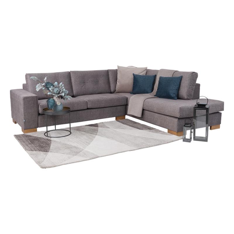 Καναπές Γωνιακός Milano Μπεζ/Πετρόλ Δεξιά Γωνία 280x220εκ