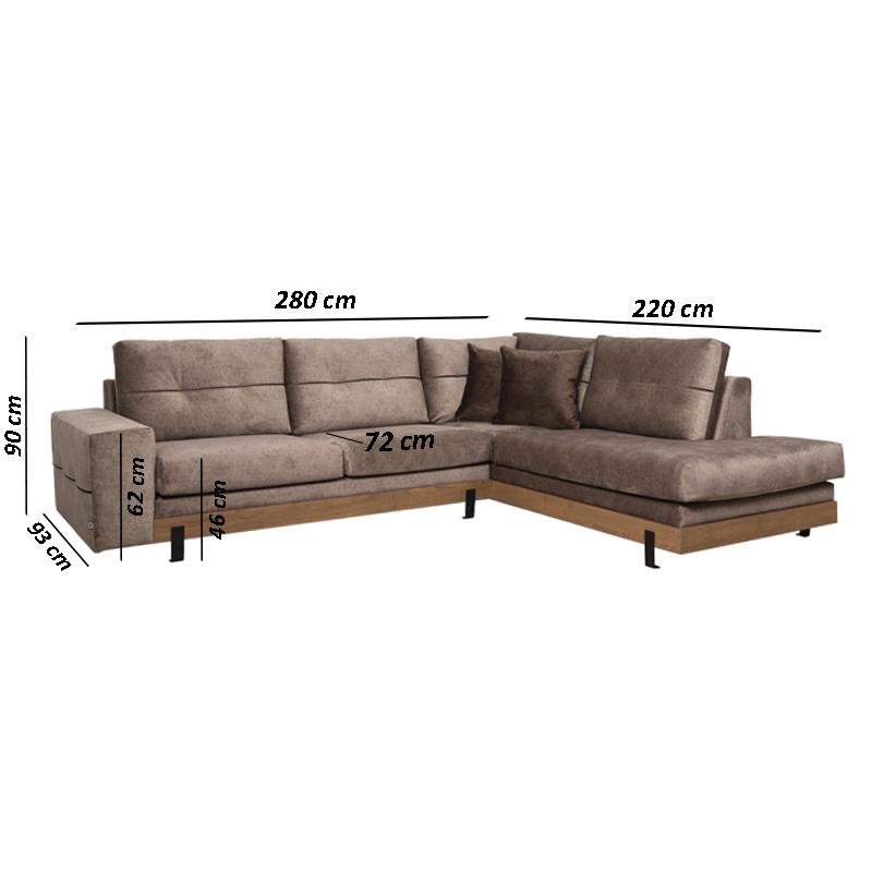 Καναπές Γωνιά Murcia Elephant-Καφε Δεξιά Γωνιά 280 * 220