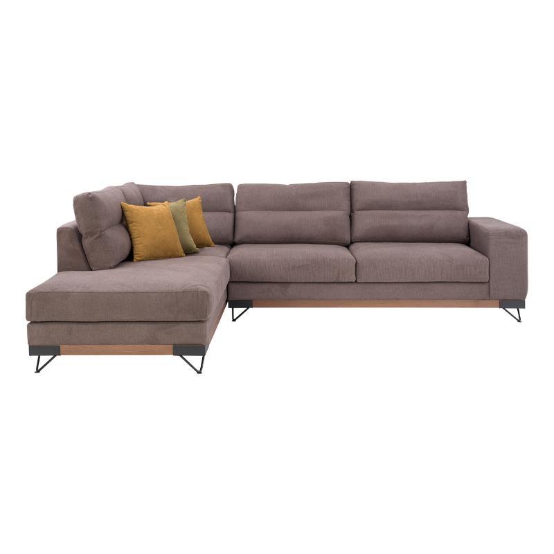 Καναπές New Monaco Αριστερή Γωνία Καφέ 300x230x95εκ Fylliana